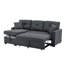 Canapé modulaire 76,5 po en mélange de lin avec lit escamotable et rangement pour chaise longue-1879074763