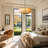 24" 8-Light Luxury Natural Alabaster Chandelier,Large Drum‑Shaped Gold Frame Ceiling Pendant Light for Foyer Dining Room Villa
