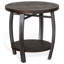Table de bout latérale Flint avec tablette, forme cylindrique, ronde brune foncée de 24 pouces