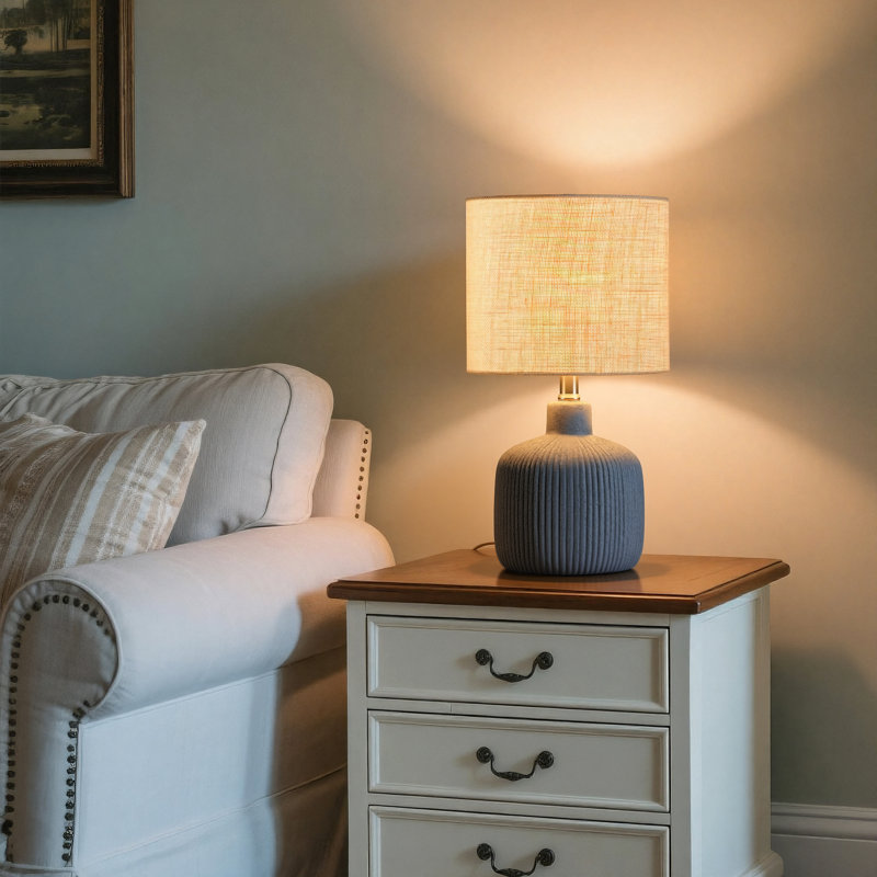 Lampe de table en céramique 17,5 ", Marine