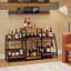 Armoire de bar autoportante à 4 niveaux, support à vin en fer et bois avec garde-corps de protection, tablette de grande capacité pour les bouteilles et les boissons, organisateur de bar pour la maison, brun