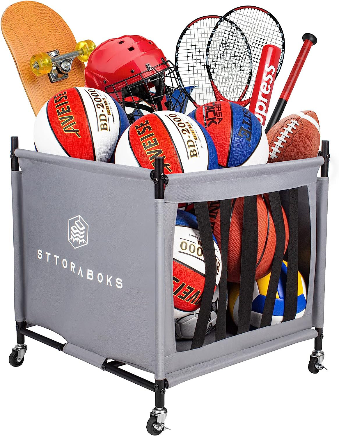 Sttoraboks Garage Sports Equipment Organizer, Balls Storage System for  Garage, Ball Storage Rack for Indoor/Outdoor, Storage Bins for Sports Gear