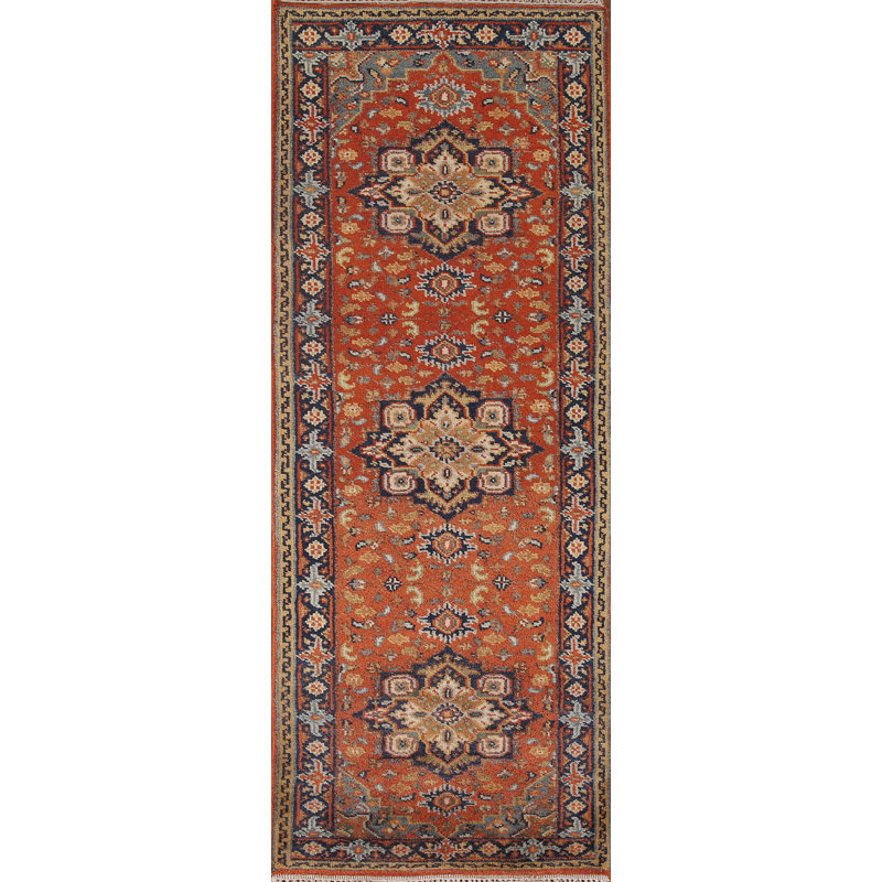 Tapis de couloir indien orange 3x8