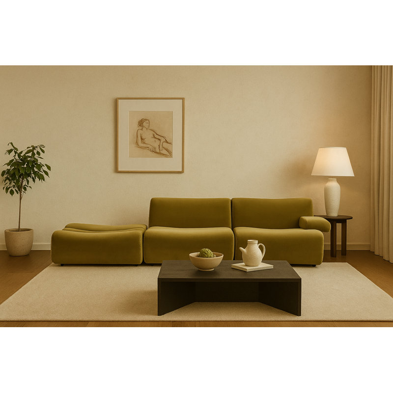Ernest Premium Satin Velvet Modular 3pc Sofa