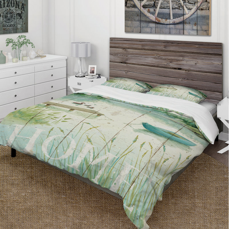 Ensemble de housse de couette lakeside bateau welcome welcome, Housse de couette très grand + 2 taies décoratives