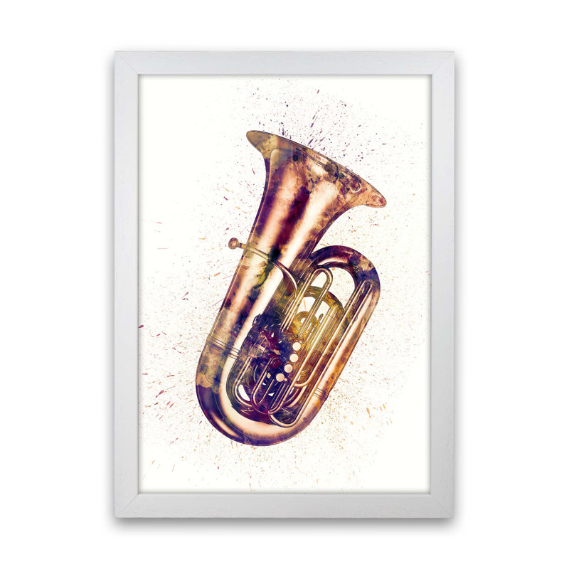 Tuba Music by Michael Tompsett - Print, 88cm H x 64cm W x 3cm D, White Framed