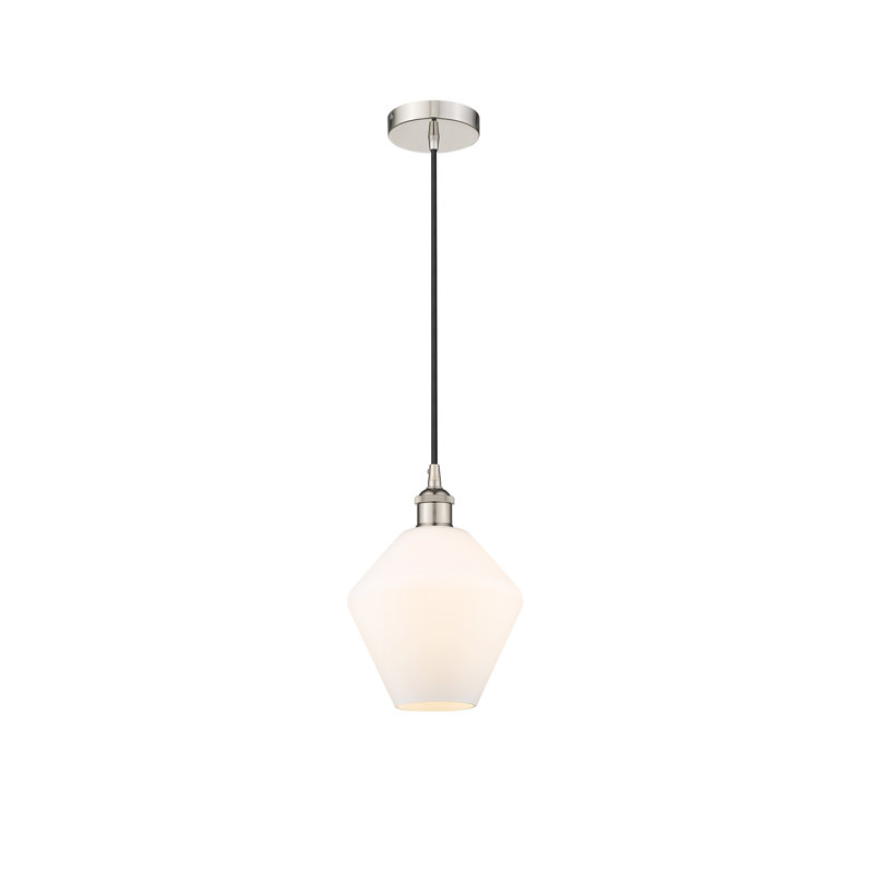 Luminaire suspendu conique à 1 lumière Gabbie, Blanc mat, Nickel poli