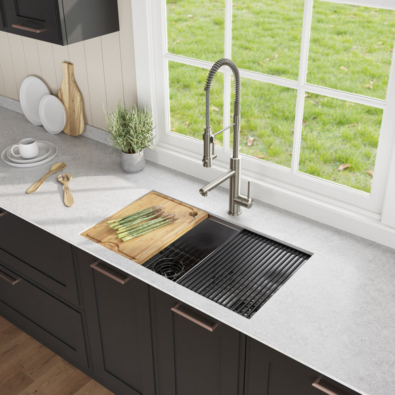Kore 33" L x 19" W Double Basin Farmhouse Kitchen Sink with Accessories