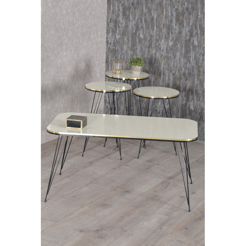 Angelia Living Room Table Set, Cream White