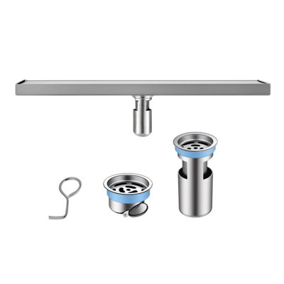Drain de douche linéaire Kemweao, drain de douche linéaire de 47 pouces, drain de douche en nickel brossé, drain de douche en acier inoxydable 304, long drain linéaire invisible résistant aux odeurs