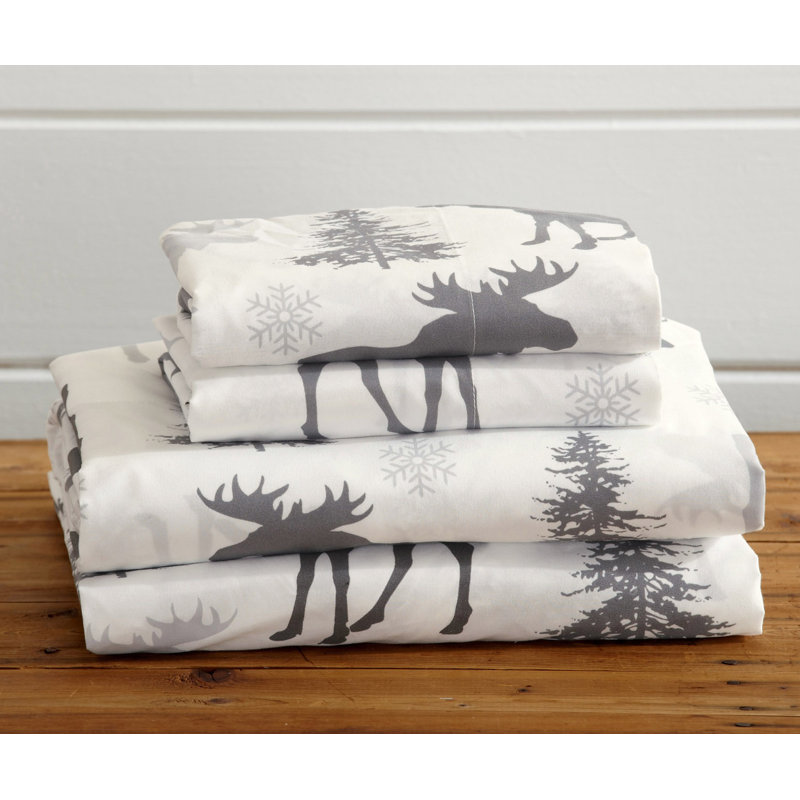 King Size Lodge Forest Trail Printed Microfiber Sheet Set