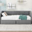 Lit de jour rembourré gris de taille simple TG à très grand lit avec 2 tiroirs - Lit chic et fonctionnel pour tous les tiroirs de la pièce, espace attrayant et confortable