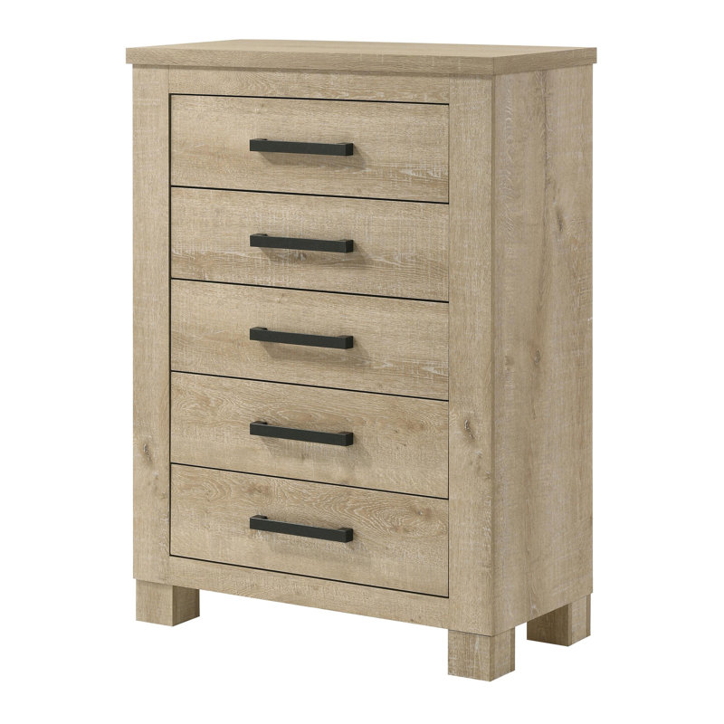 5-Drawer Bedroom Chest Of Drawers Weathered Oak