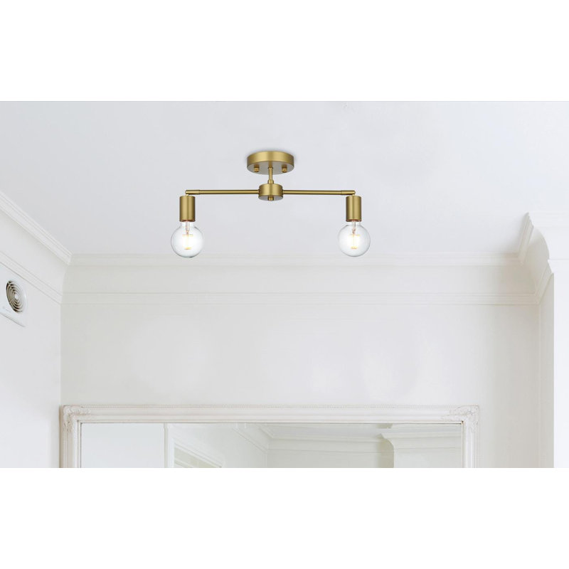 Plafonnier semi-encastré 21,5 po 2 lumières Hannigan, Or satiné