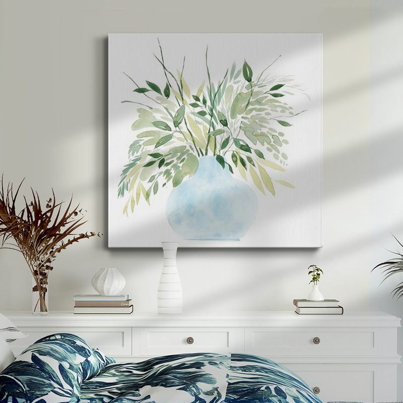 Greenery Bouquet II - Toile tendue avec châssis de qualité supérieure - prête à être accrochée