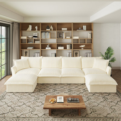 U Shape Sectional Wide And Deep Seat Sofa Couch, 4 Seater Sofa,Cloud Couch For Living Room, Apartment, Fabric