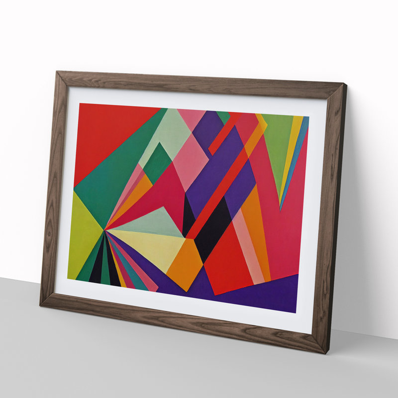 XH1022-8680X Suprematism Art Abstract Vol.4 1 Piece Single Picture Frame Painting, 25cm H x 34cm W x 2cm D, Walnut
