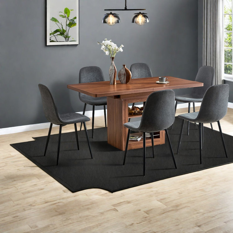 Ensembles de table de salle à manger extensible avec rangement, en bois aggloméré et en métal, style moderne