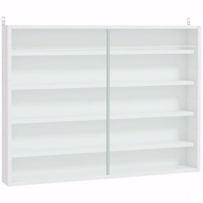 Display Cabinet, Glass, Adjustable Shelves 2 Door, 5-Tier, Case With Doors And, Wall-Mounted