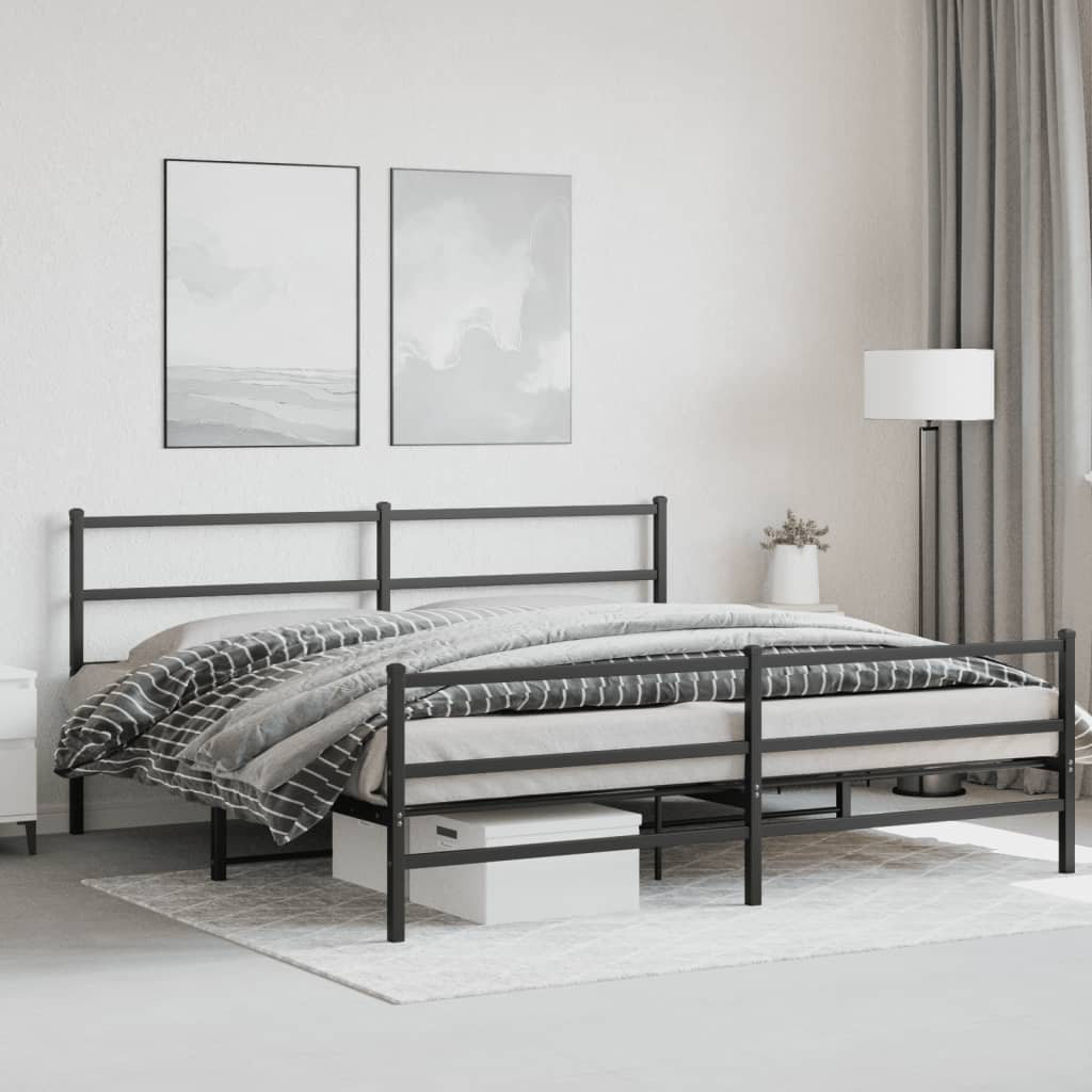 Vidaxl Metal Bed Frame With Headboard And Footboard Bed Base Black 183X213 Cm - Image 3