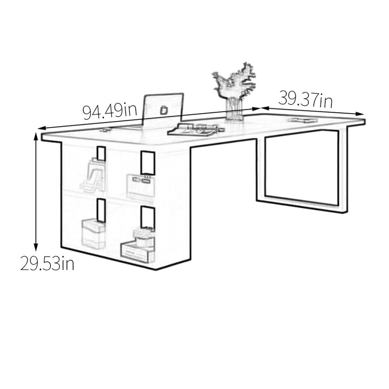  Computer Desk, 29.53" H x 94.49" W x 39.37" D