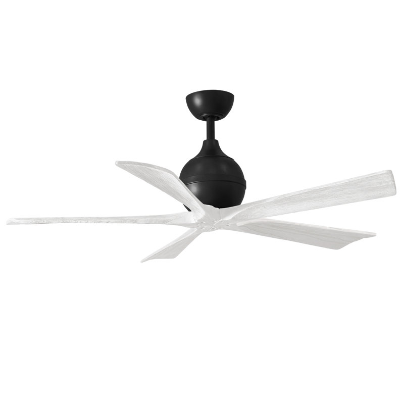 Ventilateur de plafond standard à 5 pales avec télécommande, 52", Noir mat, Blanc mat