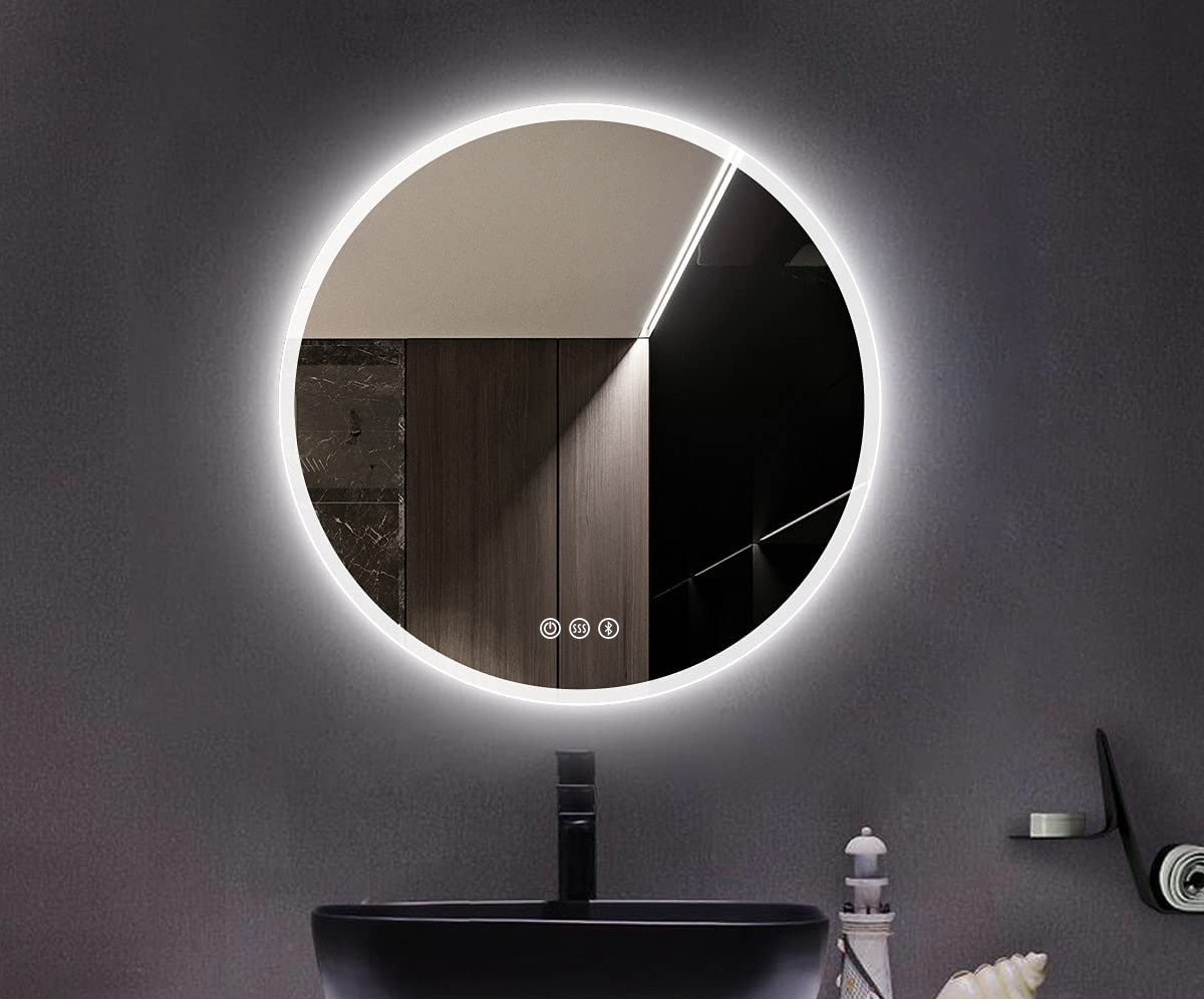 Ivy Bronx Epperly LED-Round-Bathroom-Mirror/ LED-Mirror/ Defogging ...