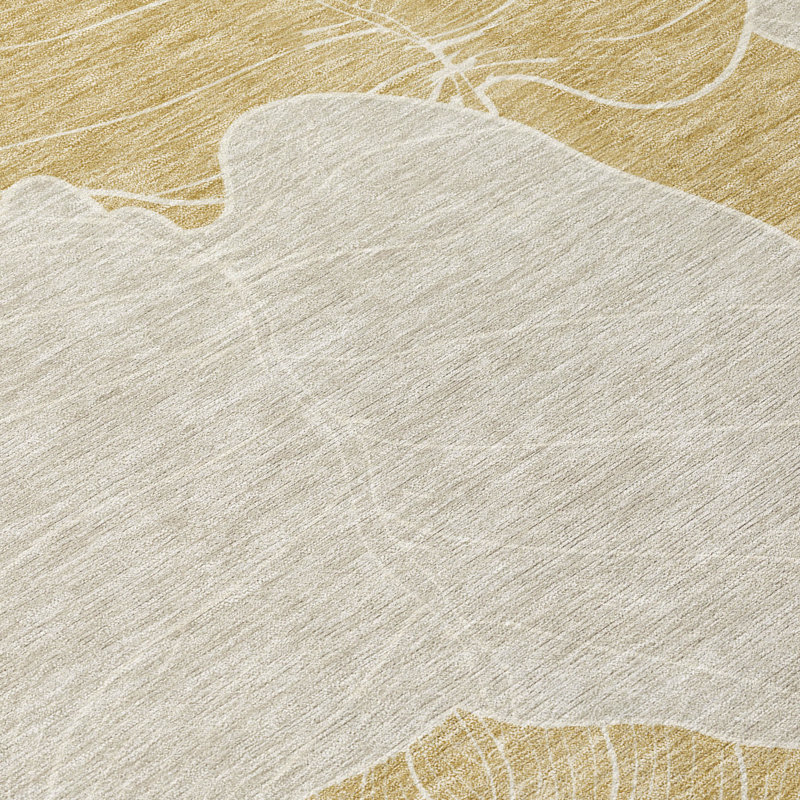 Machine Washable Indoor/Outdoor Chantille ACN2506 Floral Rug, Gold, Runner 2'3" x 7'6"