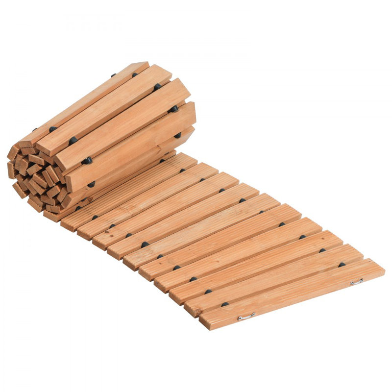Wooden Garden Pathway Roll Out Garden Walkway, 1.5cm H x 215.9cm W x 43.2cm D
