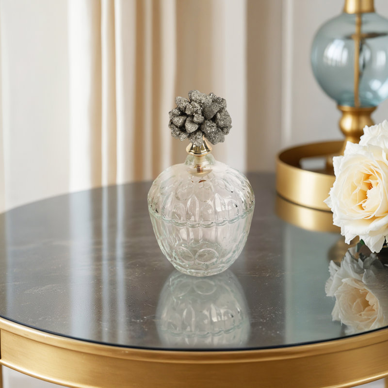 Mercer41 Stella Stone And Glass Jar, Clear/Frost, 7" H x 4" W x 4" D