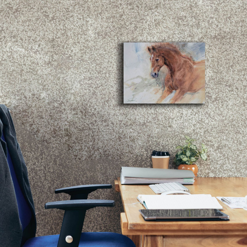 «Equine exercise» par Robert Campbell, art mural sur toile, H 12 po x l 16 po x P 0,75 po