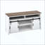 Buffet avec porte de grange coulissante et panneaux grillagés, buffet de ferme avec rangement ouvert, convenant au salon, couloir, balcon, cuisine, bureau-1923150888