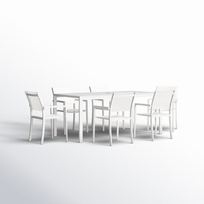 Aynura 6 - Person Metal Patio Dining Set with Rectangular Table