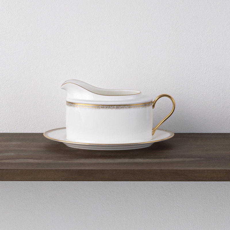Noritake Haku Gravy Boat with Tray