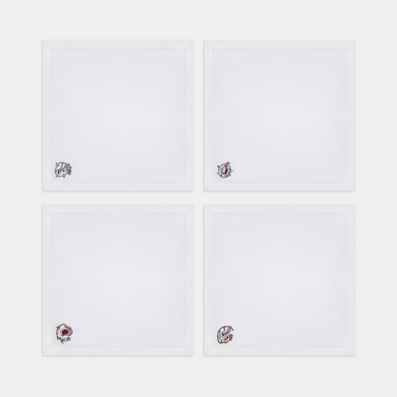 Fruit Motif Embroidered Linen Napkins