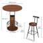 Ensemble de table de bar et tabouret 3 pièces, barre de salle à manger en bois compacte avec repose-pieds en métal