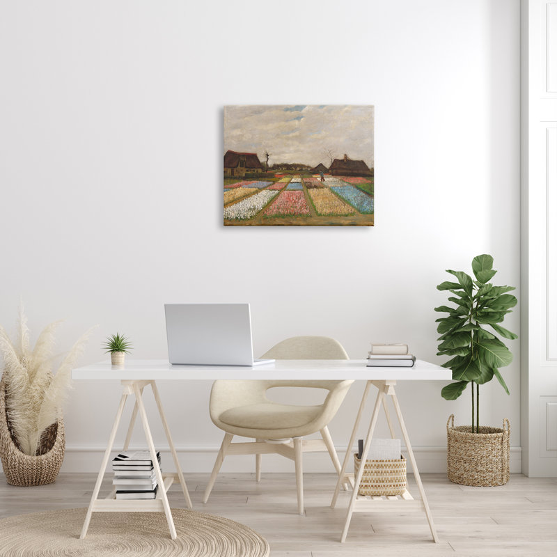 «Bulb Fields in Holland» par One1000paintings - peinture à cadre flottant sur toile, H 24 po x l 30 po x P 1,5 po