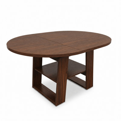 Table de salle à manger ronde extensible avec rallonge rabattable intégrée