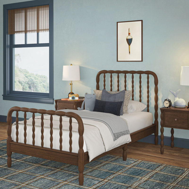 Lind Spindle Twin Solid Wood Bed, Twin, Brown