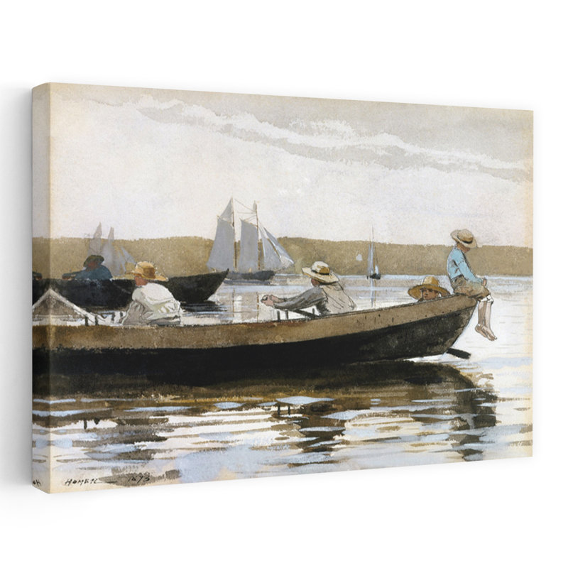 Boys In A Dory Classic Coastal Wall Art Print by Winslow Homer - 1 Piece Wrapped Canvas Wall Art, 101.6cm H x 152.4cm W
