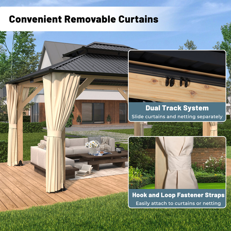 Abri de jardin en bois massif, 13 pi x 11 pi 