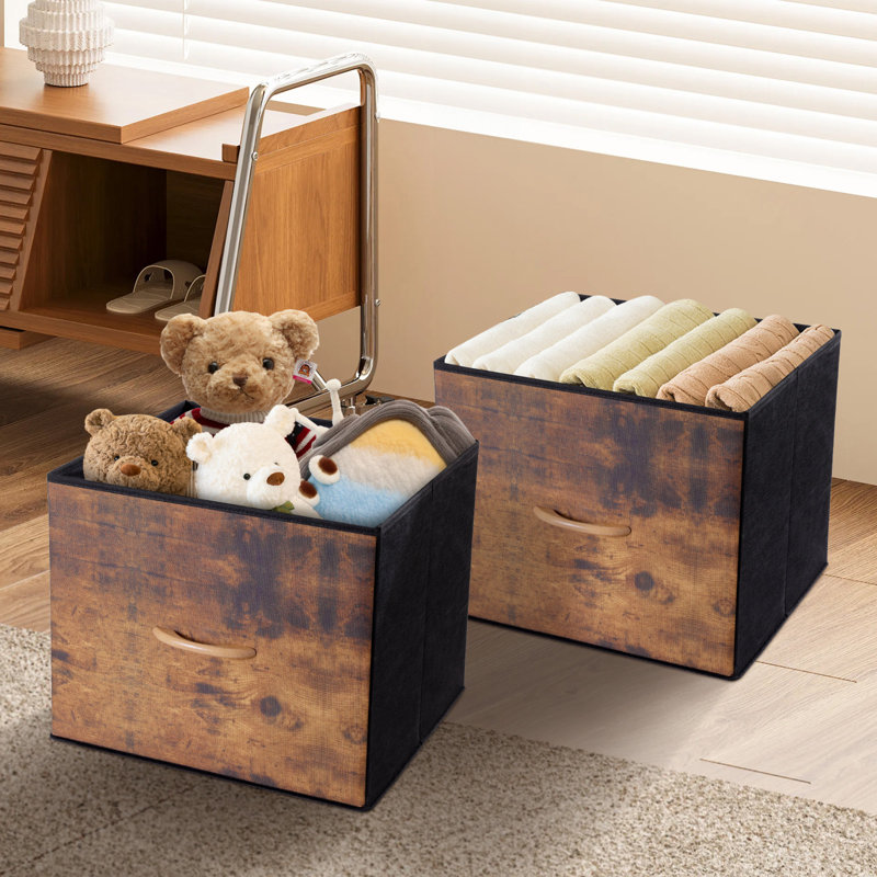 2/4/6Pcs Foldable Storage Cube Bins Fabric Storage Basket Organizer With Handles