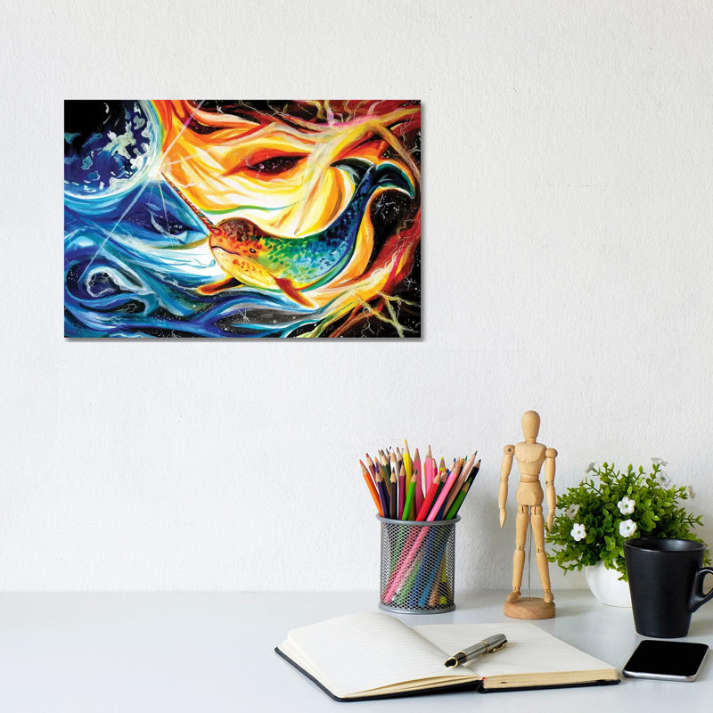 Space Narwhal by - Wrapped Canvas, 20.32 cm H x 30.48 cm W