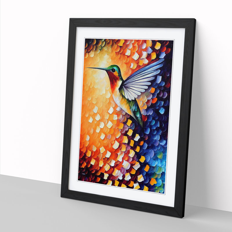 Achary Hummingbird Painted - Picture Frame Print, Black, 64cm H x 46cm W x 2cm D