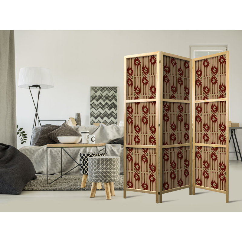171cm H Solid Wood Folding Room Divider, 171cm H x 135cm W x 1.2cm D, 3