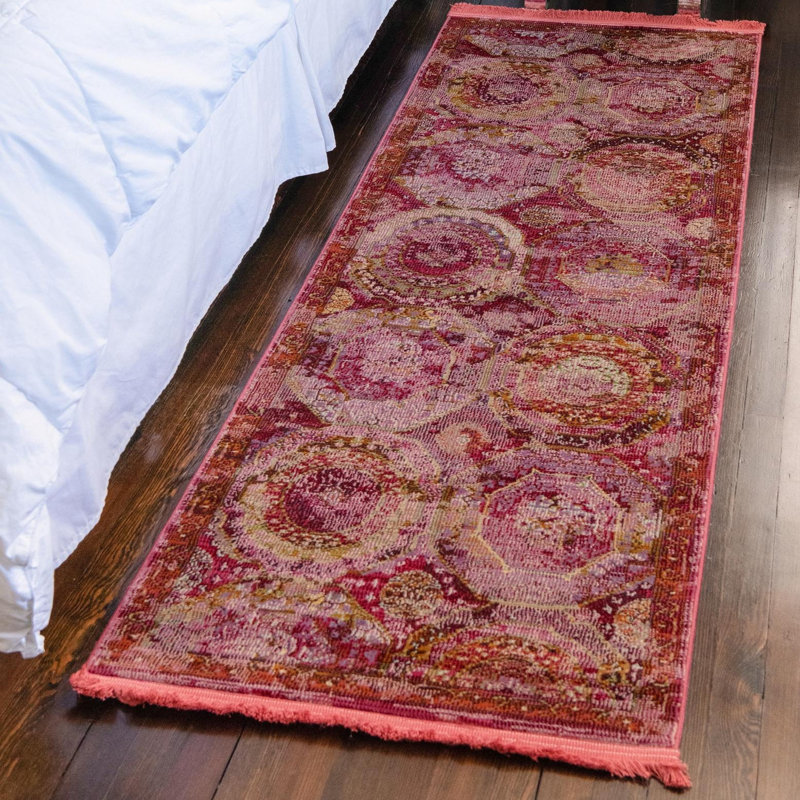 Folmar Oriental Pink Area Rug, Runner 2'7" x 12'