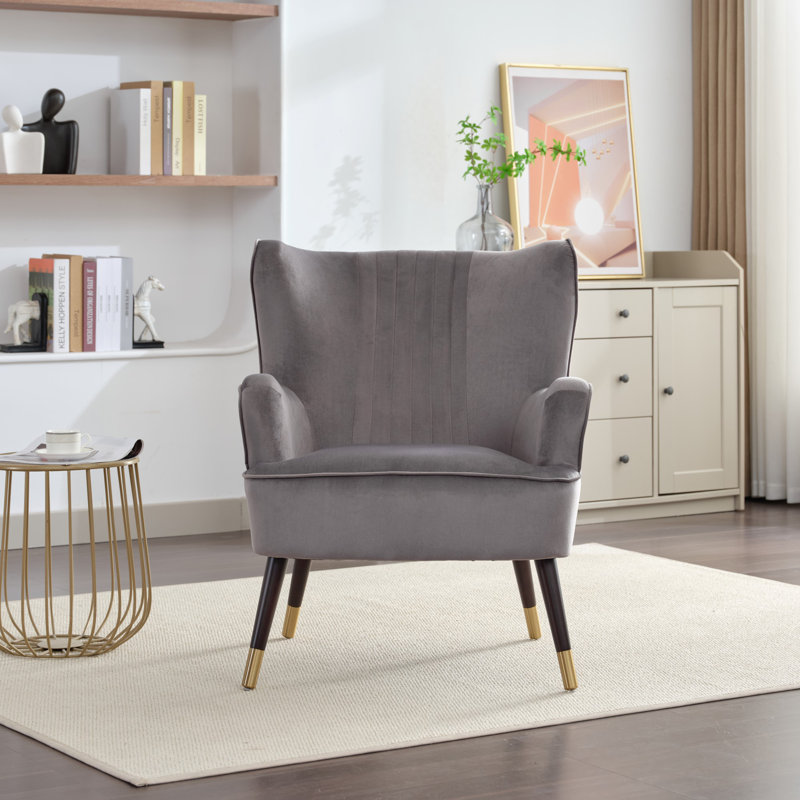 Dawe Velvet Wingback Chair, Grey