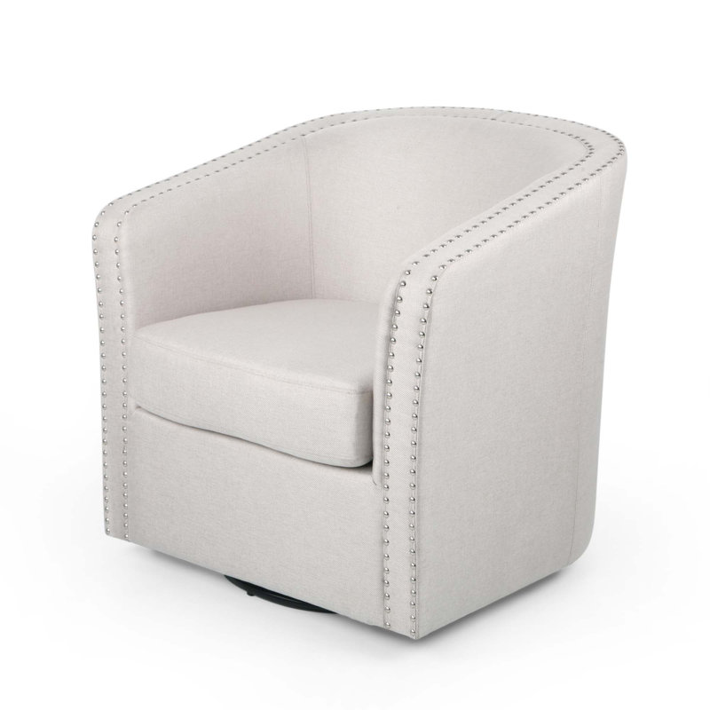Aajaylah Upholstered Swivel Barrel Chair, Wheat Fabric