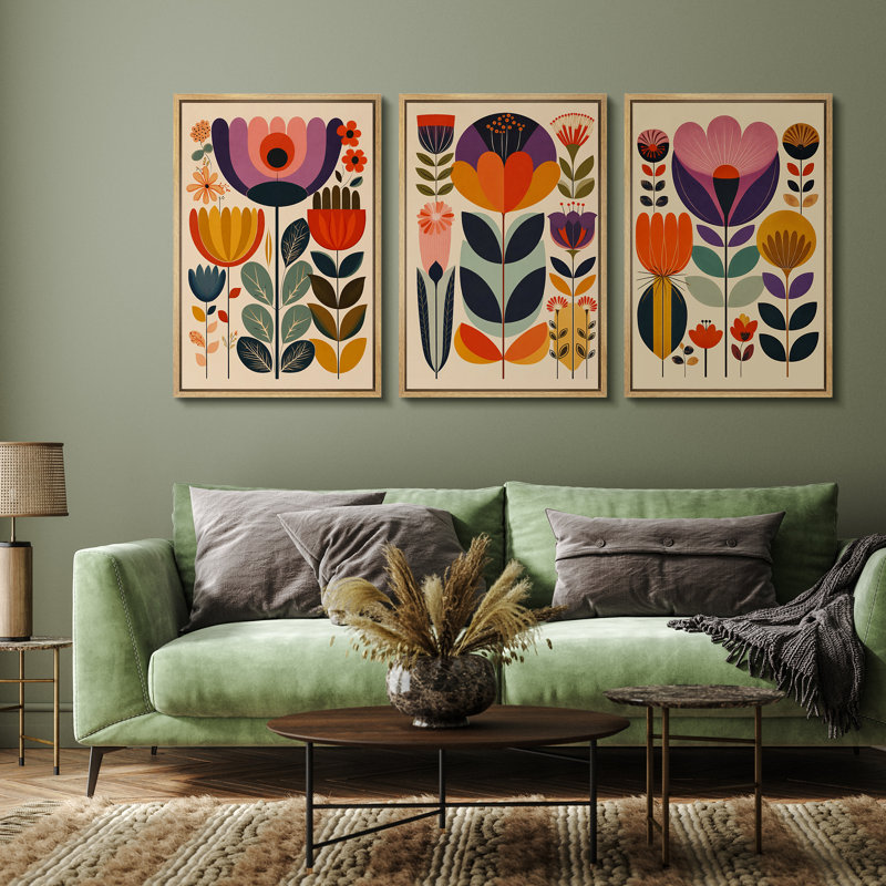 Reproduction d'art moderne sur toile Mid Mid Century, H 24 po x l 16 po x P 1,5 po, Naturel