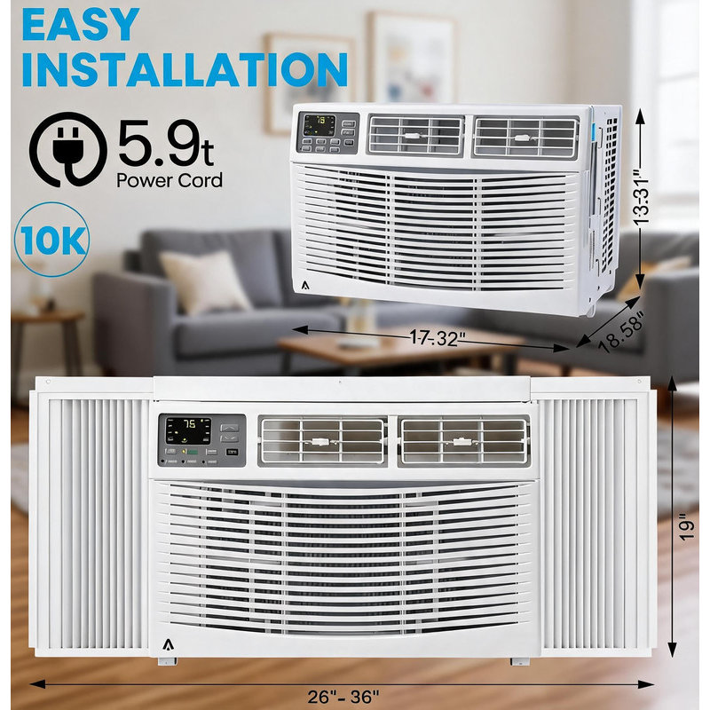 Ensemble de 2 climatiseurs intelligents pour fenêtre 10 000 BTU | App WiFi et télécommande | 50 dB silencieux | Refroidit 750 pieds carrés Pi. | Installation facile